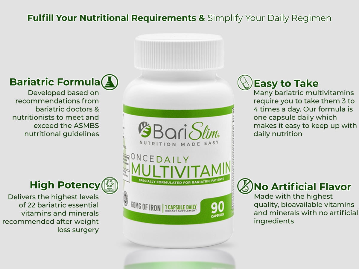 Once Daily Bariatric Multivitamin - 60mg of Iron - 90 Capsules