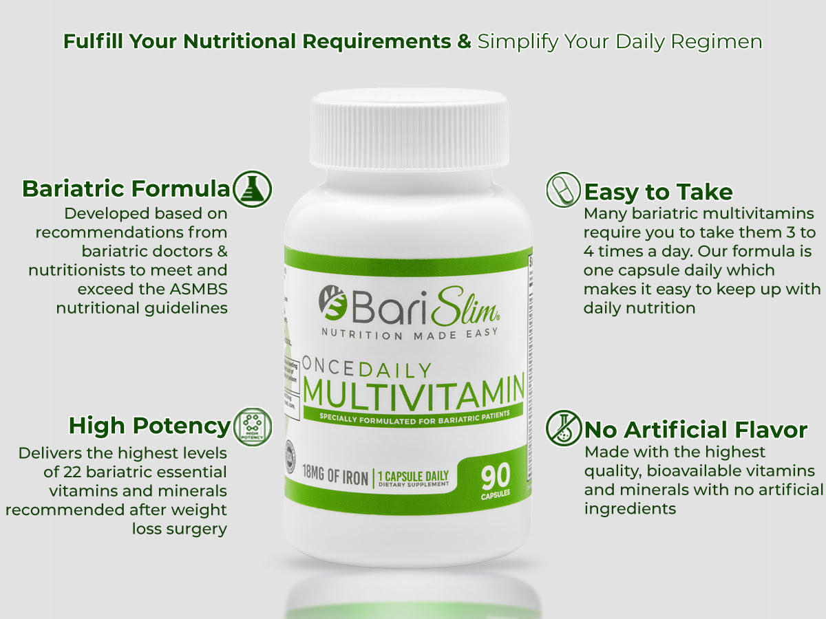 Once Daily Bariatric Multivitamin - 18mg of Iron - 90 Capsules