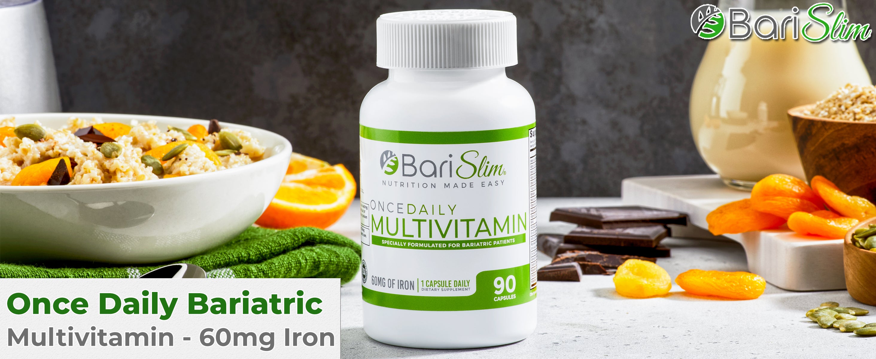 Once Daily Bariatric Multivitamin - 60mg of Iron - 90 Capsules
