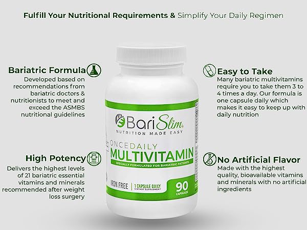 Once Daily Bariatric Multivitamin - Iron Free - 90 Capsules