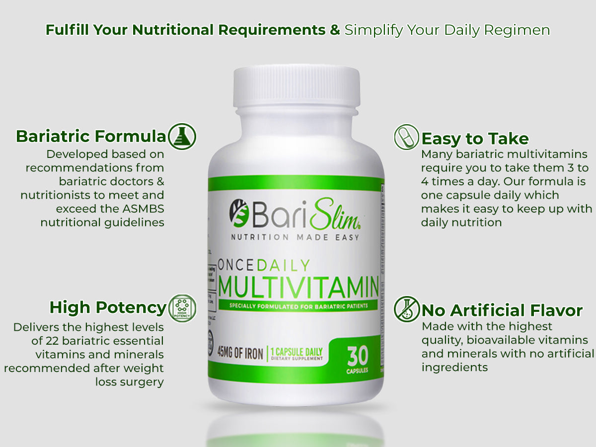 Once Daily Bariatric Multivitamin - 45mg of Iron - 30 Capsules
