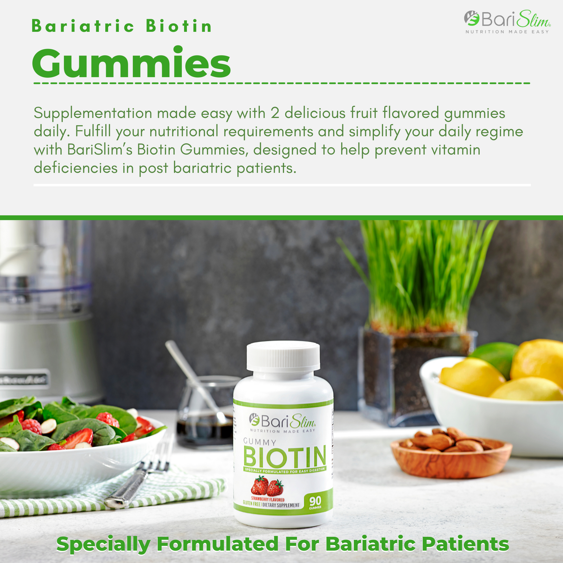 Biotin fruit flavored gummies for bariatric patients