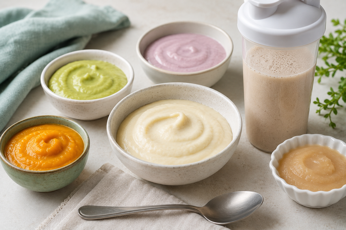 An assortment of different bariatric puree diet options