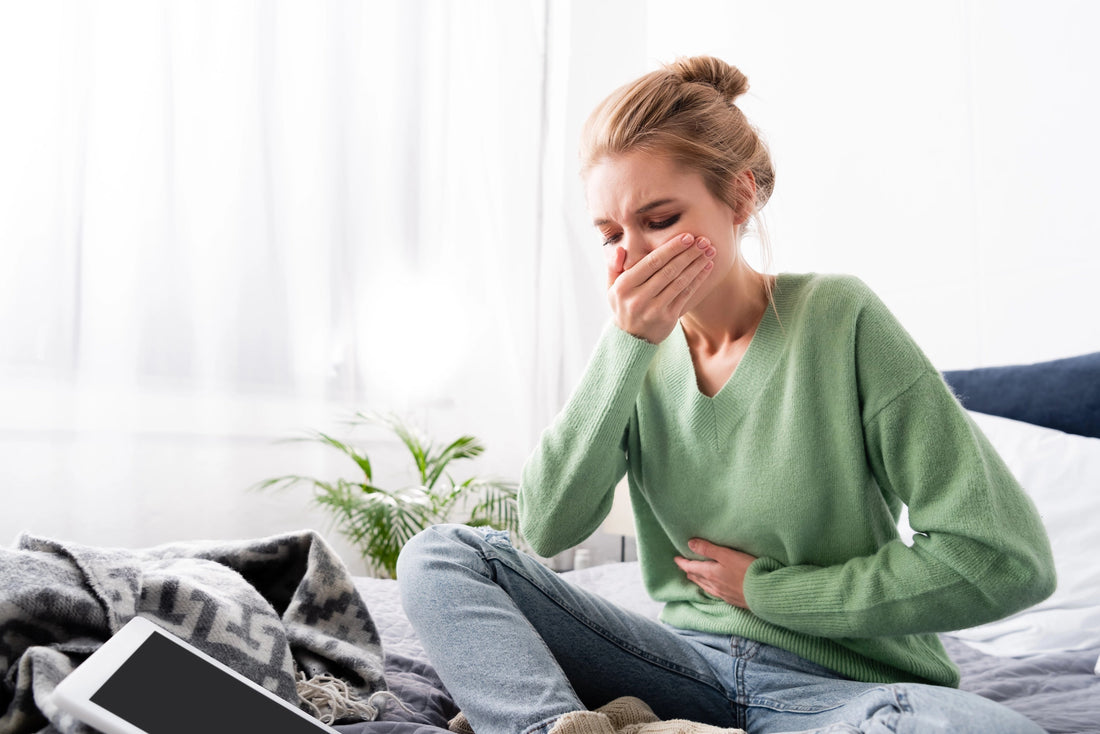 Woman on the verge of throwing up