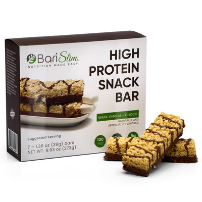 High Protein Snack Bar for Bariatric Patients - Nutrient Rich Snack for Post-Surgery Wellness - Remix Vanilla Choco Bar