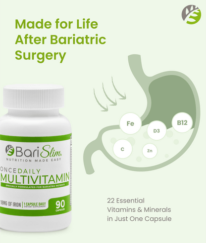 Once Daily Bariatric Multivitamin - 18mg of Iron - 90 Capsules