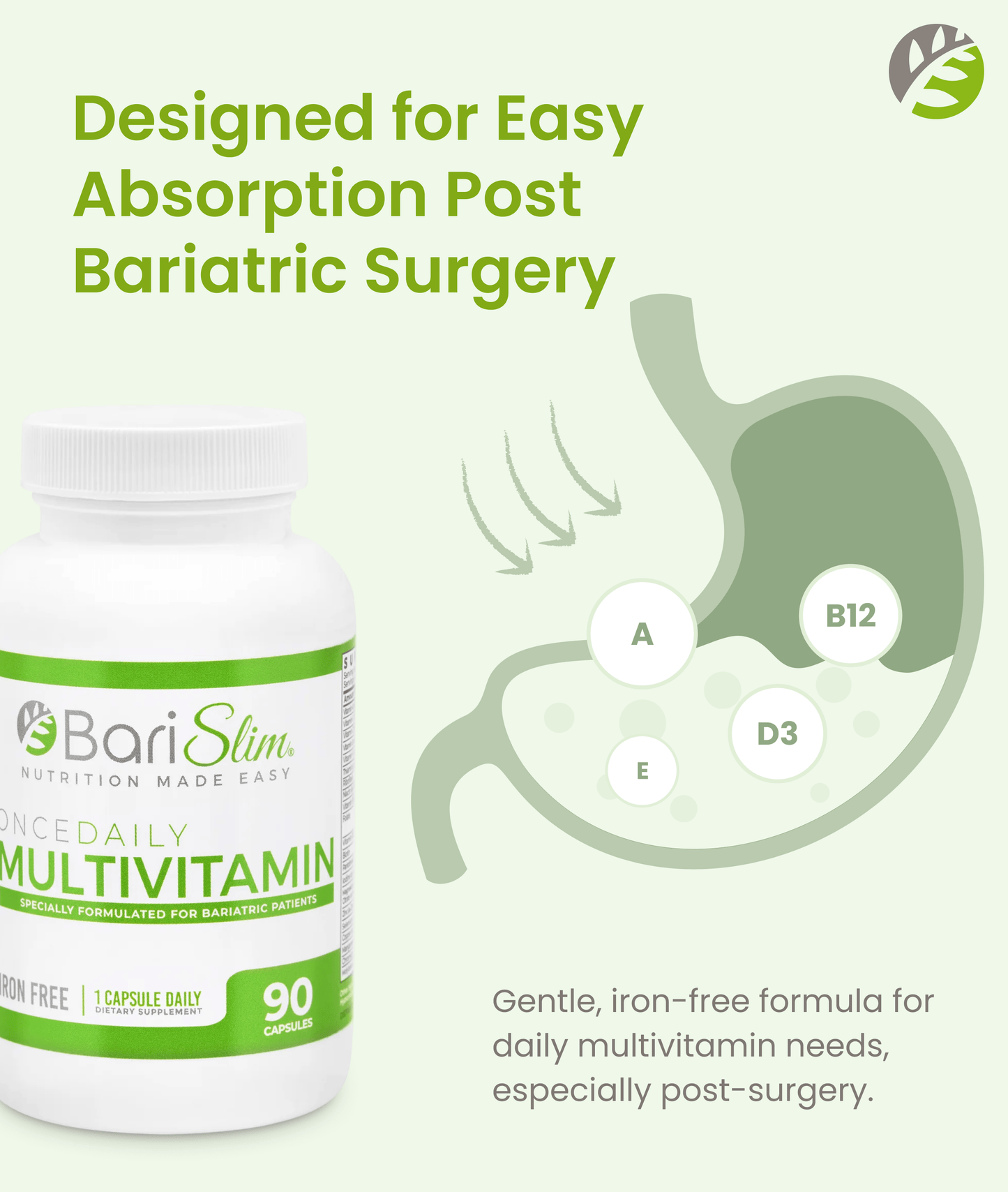 Once Daily Bariatric Multivitamin - Iron Free - 90 Capsules