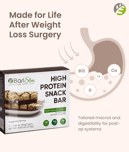 High Protein Snack Bar for Bariatric Patients - Nutrient Rich Snack for Post-Surgery Wellness - Remix Vanilla Choco Bar