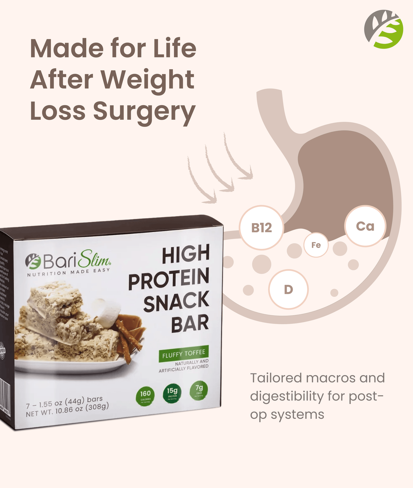 High Protein Snack Bar for Bariatric Patients - Nutrient Rich Snack for Post-Surgery Wellness - Salted Toffee Pretzel