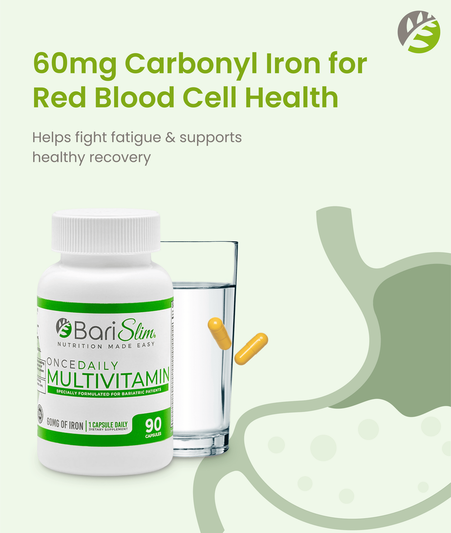 Once Daily Bariatric Multivitamin - 60mg of Iron - 90 Capsules