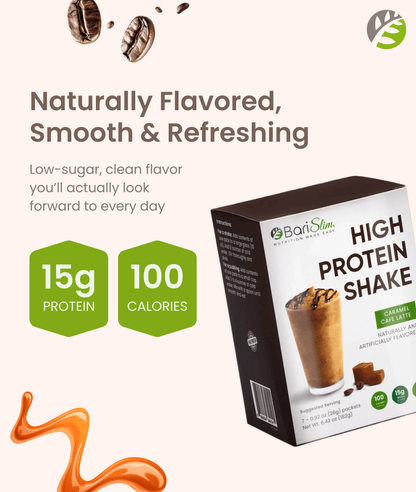 High Protein Shake - Delicious & Nutritious Meal Replacement Shake - Low Sugar & Carb - Carmel Caffe Latte