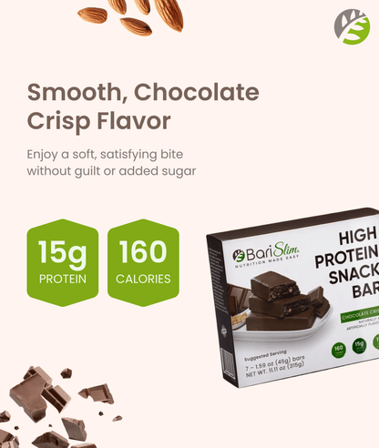High Protein Snack Bar for Bariatric Patients - Nutrient Rich Snack for Post-Surgery Wellness - Chocolate Crisp