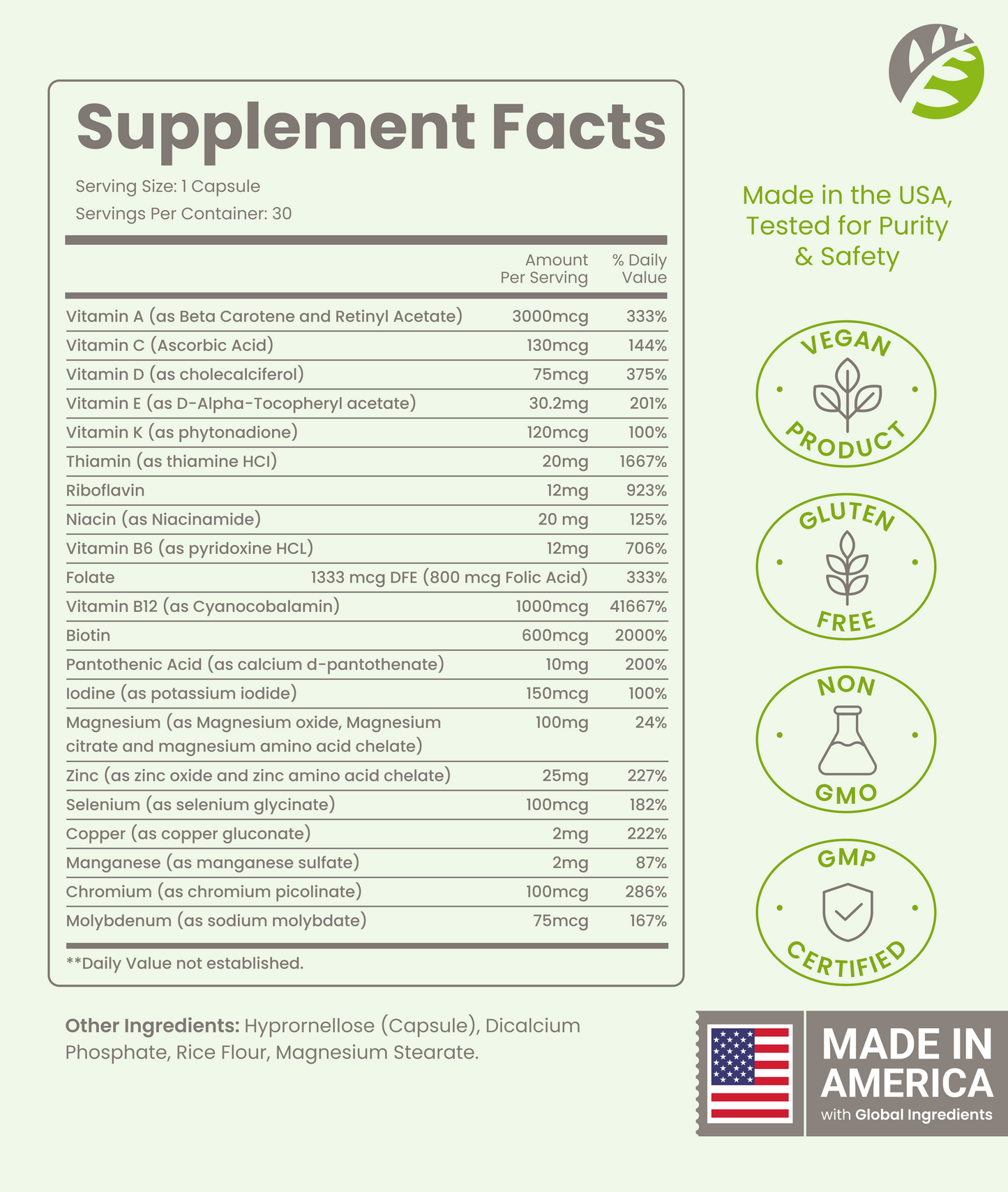 Once Daily Bariatric Multivitamin - Iron Free - 30 Capsules
