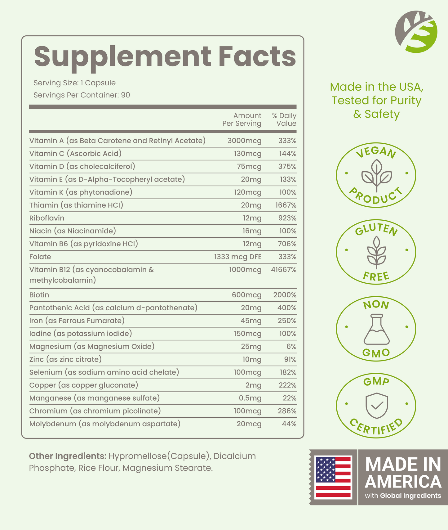 Once Daily Bariatric Multivitamin - 45mg of Iron - 90 Capsules