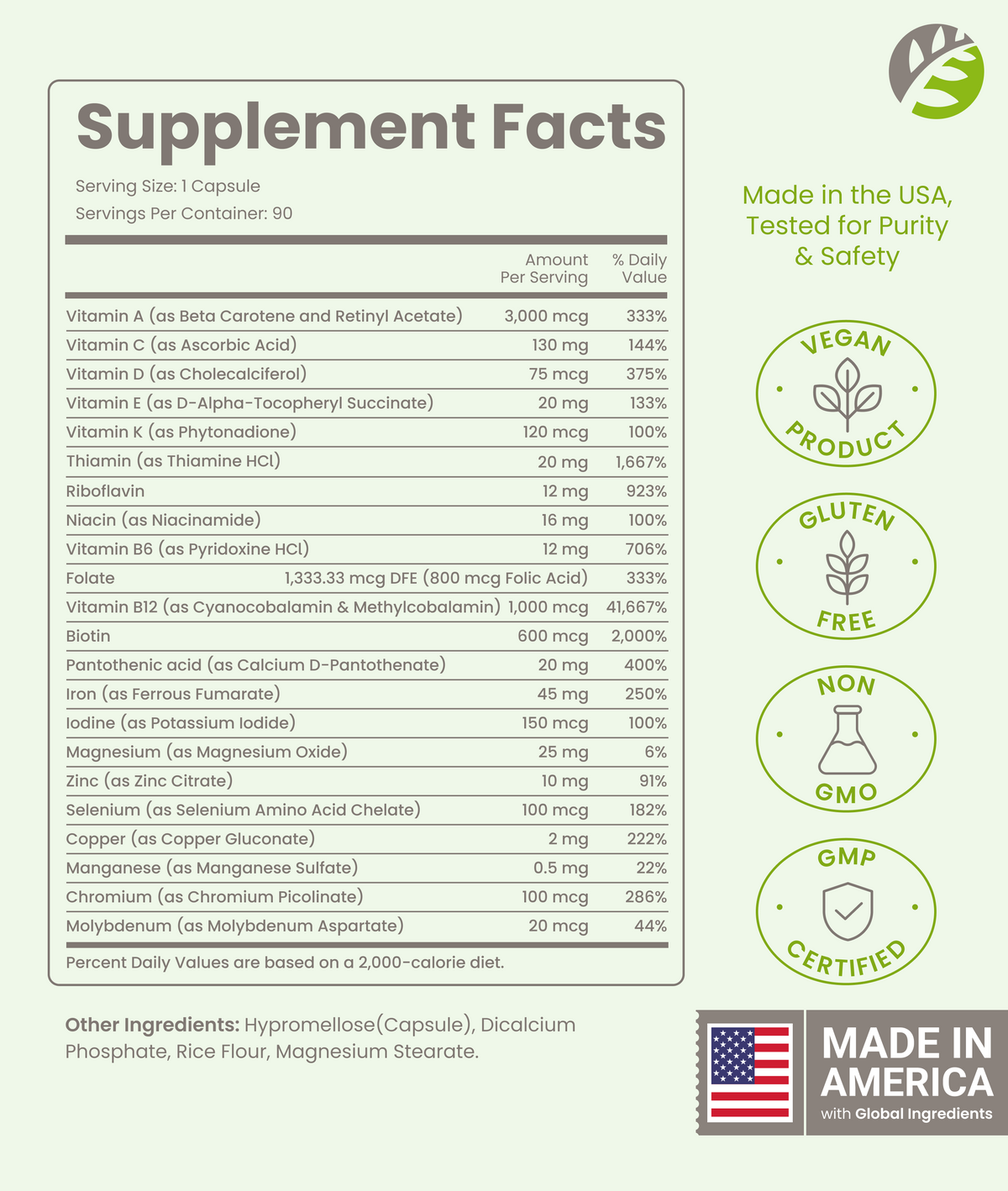 Once Daily Bariatric Multivitamin with 45mg Iron - 90 Capsules