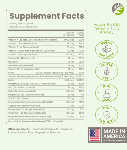 Once Daily Bariatric Multivitamin with 45mg Iron - 90 Capsules
