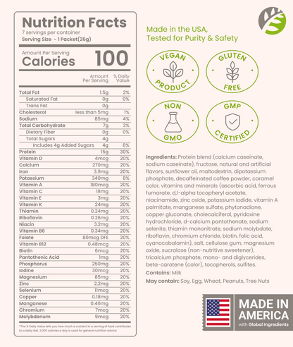 High Protein Shake - Delicious & Nutritious Meal Replacement Shake - Low Sugar & Carb - Carmel Caffe Latte