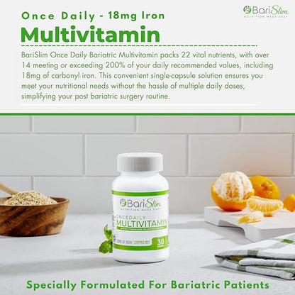 Once Daily Bariatric Multivitamin - 18mg of Iron - 30 Capsules