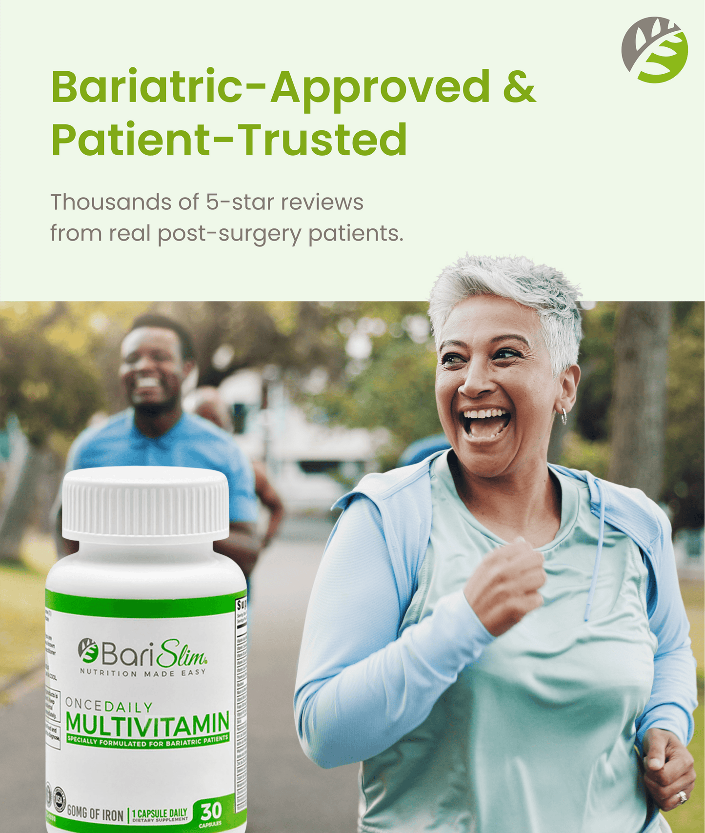 Once Daily Bariatric Multivitamin - 60mg of Iron - 30 Capsules