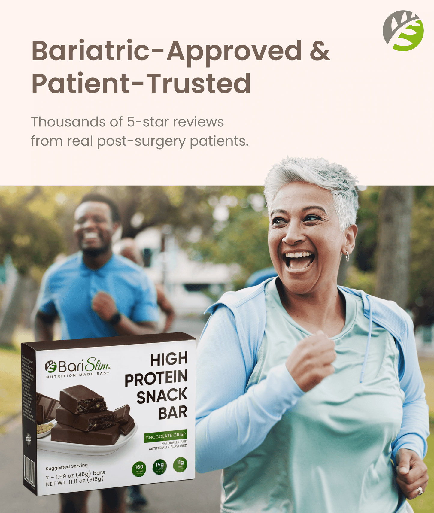 High Protein Snack Bar for Bariatric Patients - Nutrient Rich Snack for Post-Surgery Wellness - Chocolate Crisp