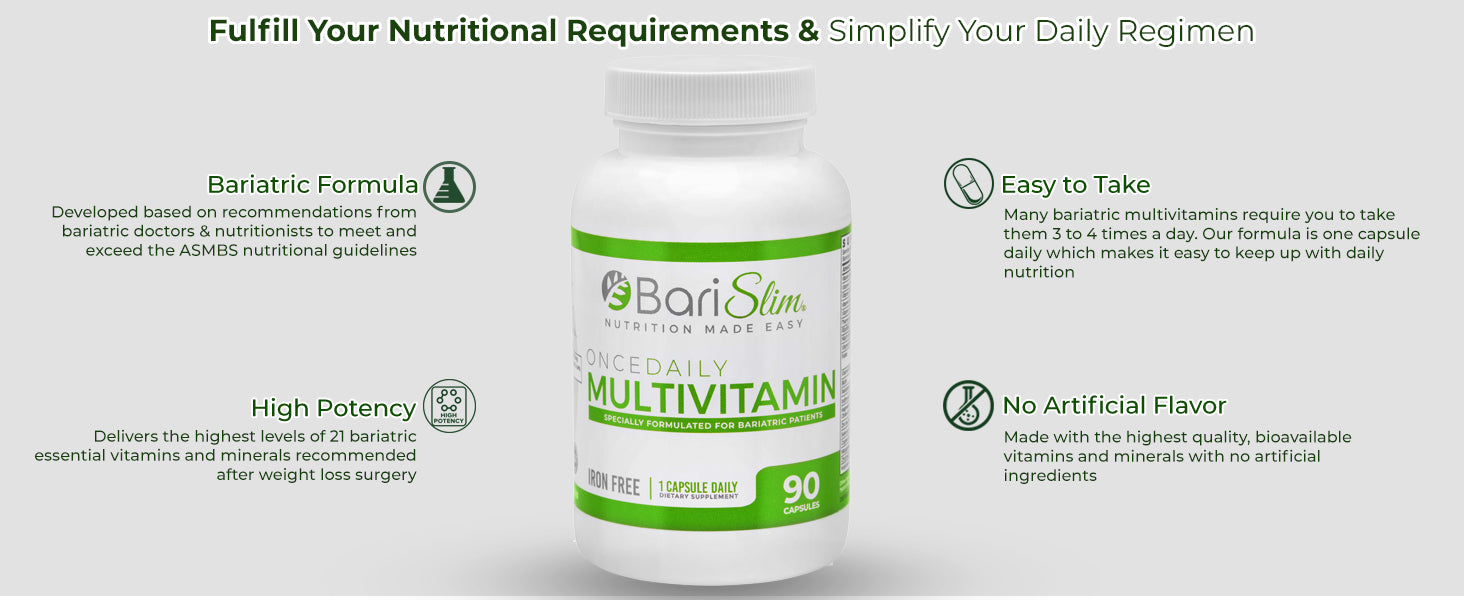 Once Daily Bariatric Multivitamin - Iron Free - 90 Capsules