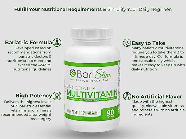 Once Daily Bariatric Multivitamin - 90 Capsules Iron Free