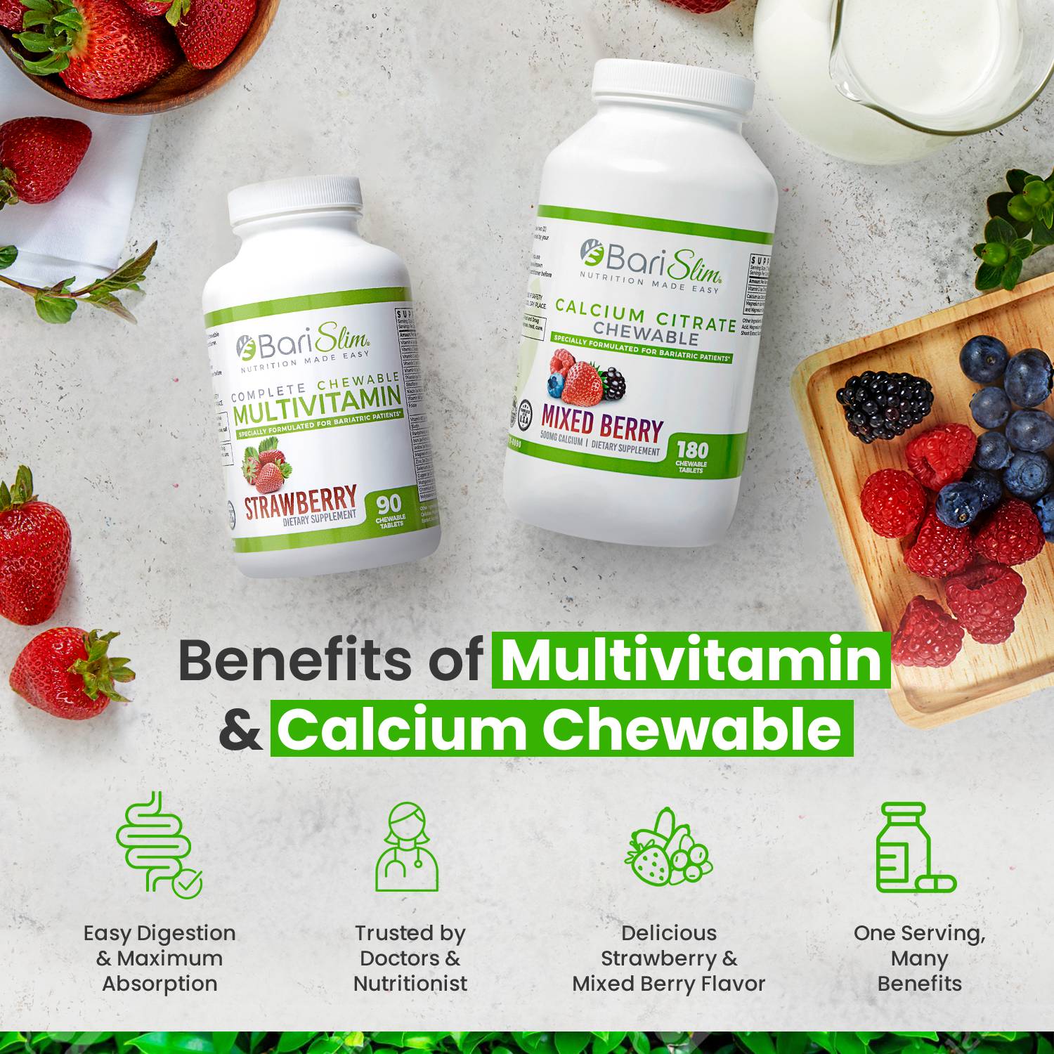 Complete Multivitamin and Calcium Citrate Combo (Strawberry & Mixed berry)