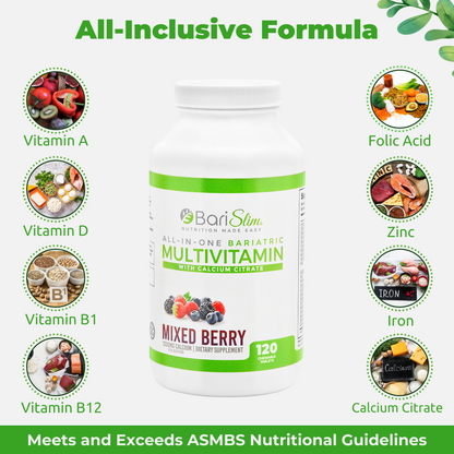All-in-one bariatric multivitamin with calcium citrate- 120 tablet mixed berry flavor