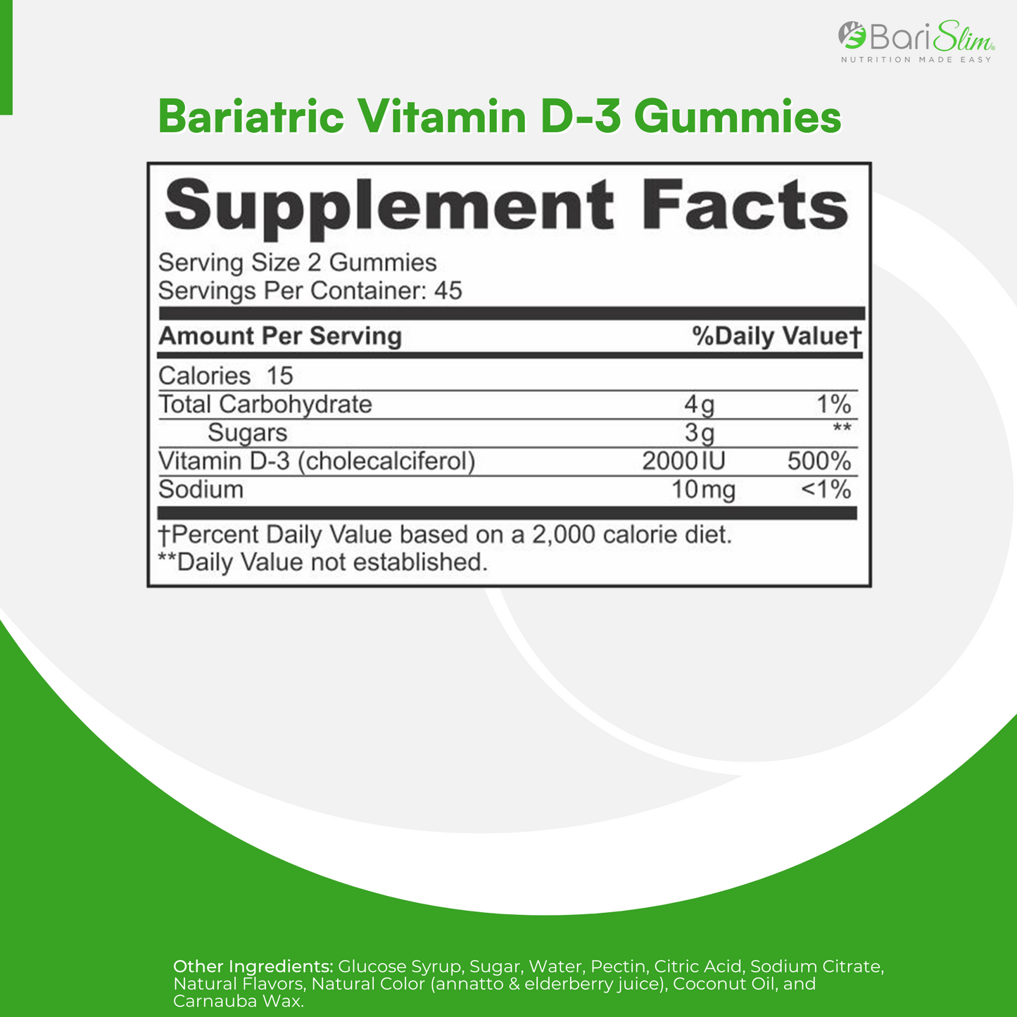Bariatric Vitamin D3 gummies for gastric bypass patients