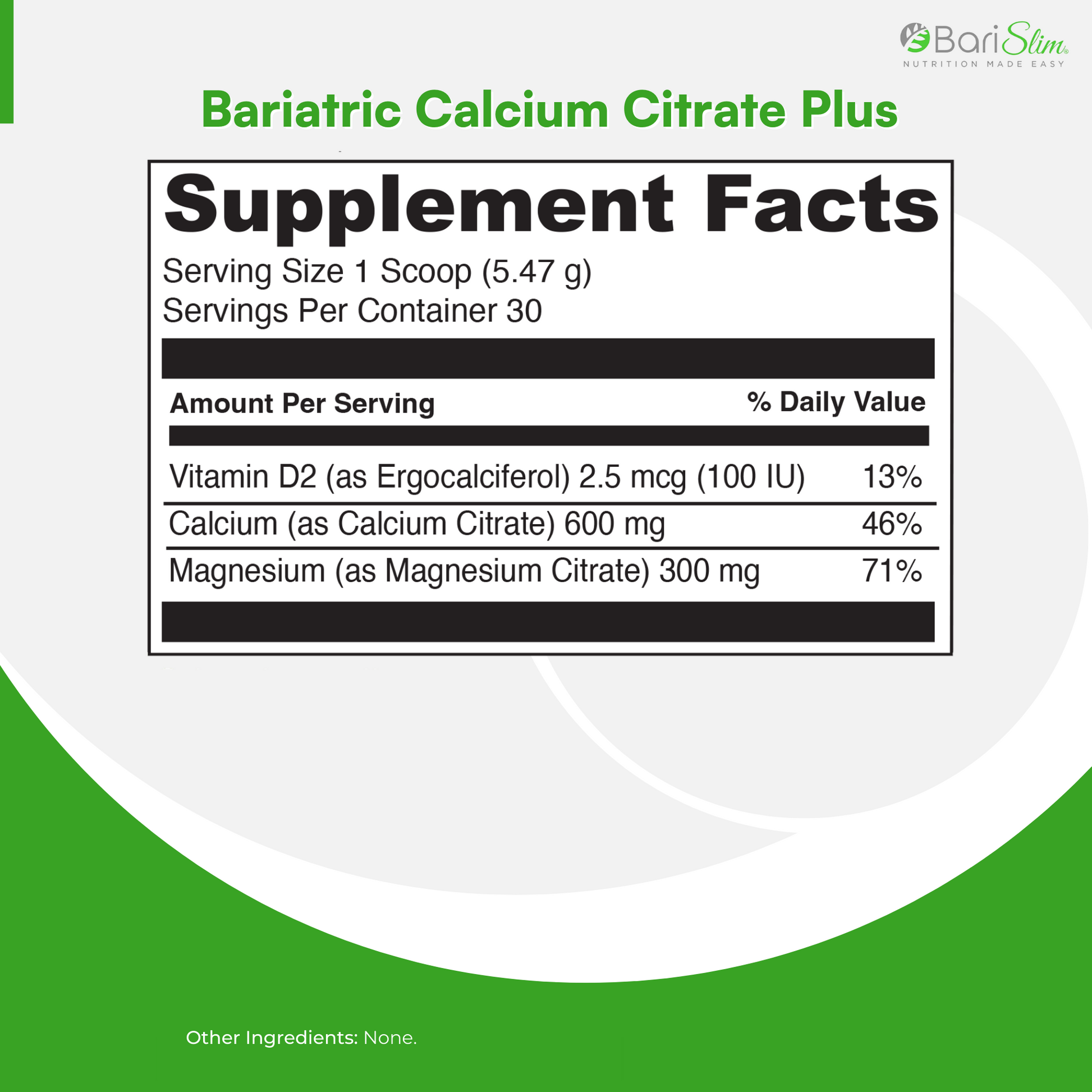 bariatric calcium citrate plus supplements facts